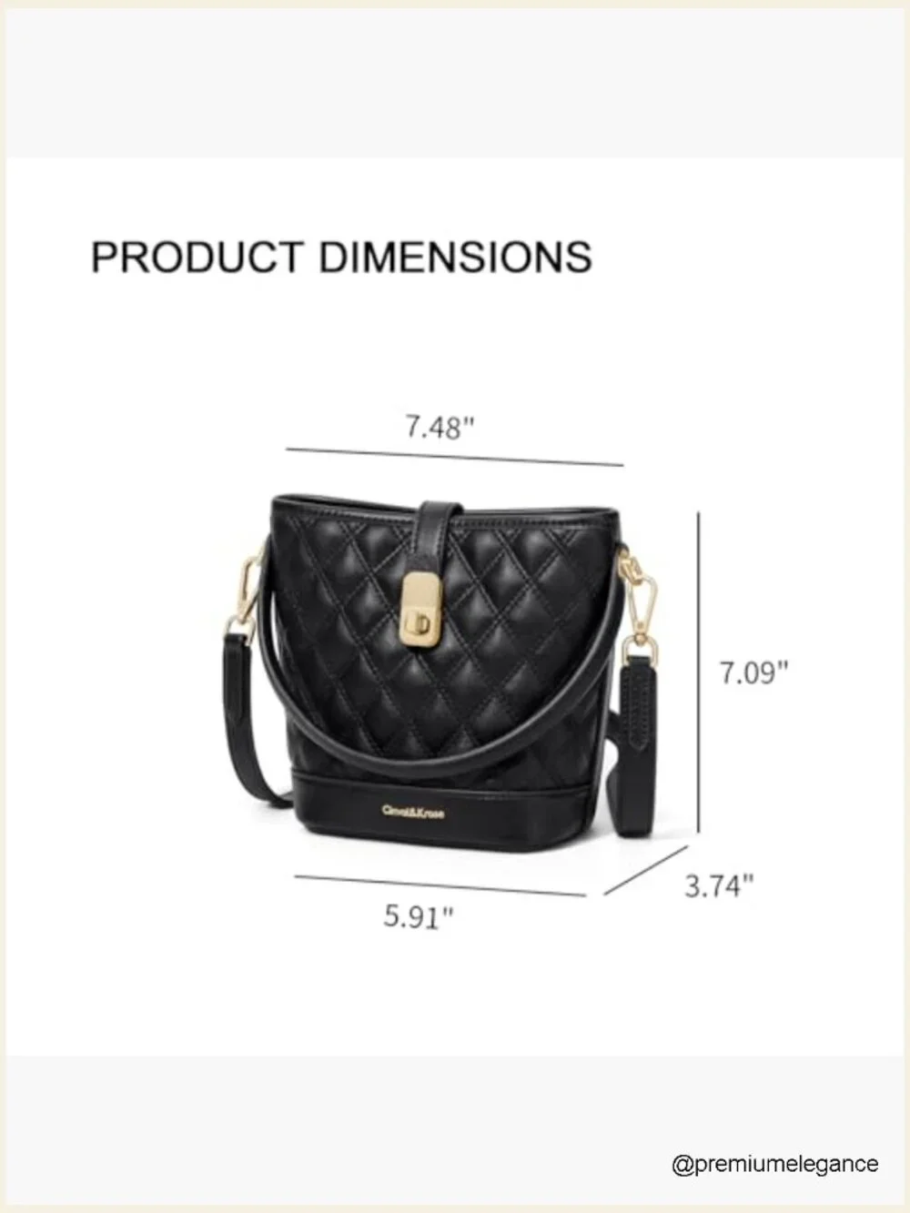 Faux Leather Bucket Crossbody Bag with Gold Hardware